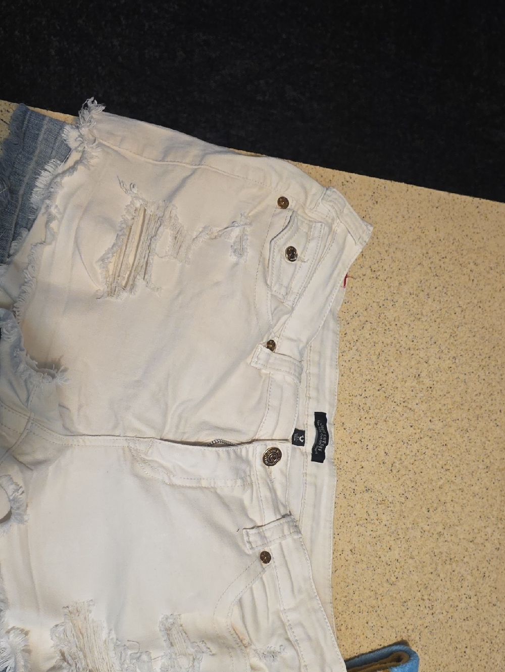 True Religion Joey White Low-Rise Cutoff Denim Shorts